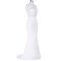 GK Occident Women&#39;s White Floor-Length sem mangas See-Through Splicing Evening Dress CL008956-1